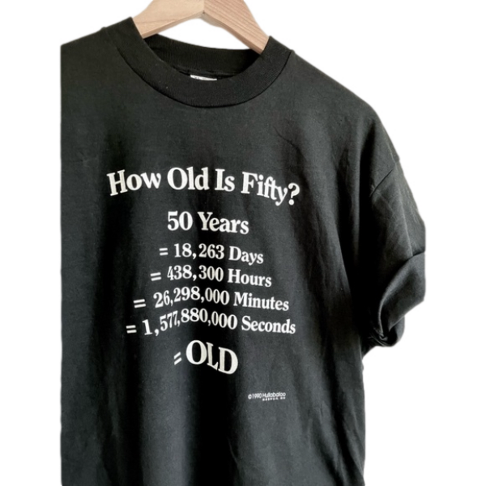 Vtg 90s FIFTY YEARS OLD 50th Half Century Birthday Funny Tee T-Shirt Gift Idea - Picture 1 of 3